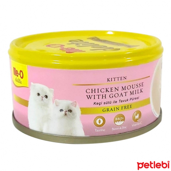 Me-O Delite Keçi Sütlü Tavuklu Tahılsız Ezme Yavru Kedi Konservesi 80gr