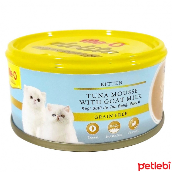 Me-O Delite Keçi Sütlü Ton Balıklı Tahılsız Ezme Yavru Kedi Konservesi 80gr