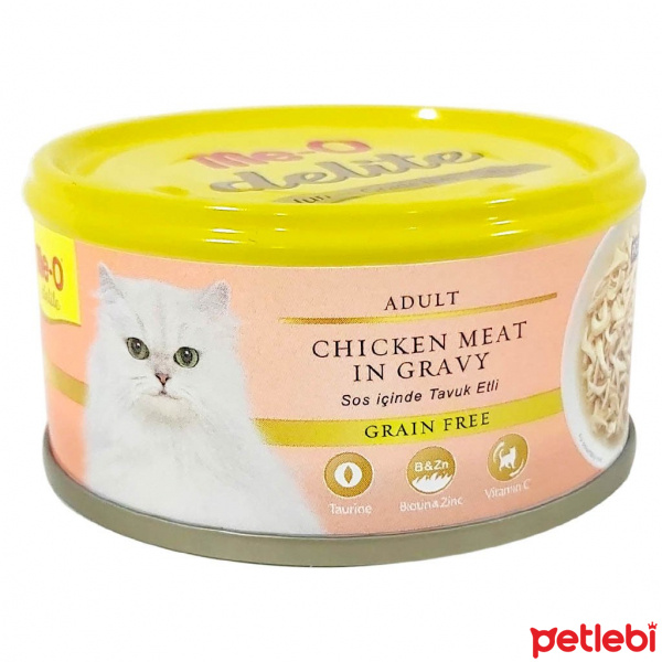 Me-O Delite Sos İçinde Tavuklu Tahılsız Yetişkin Kedi Konservesi 80gr
