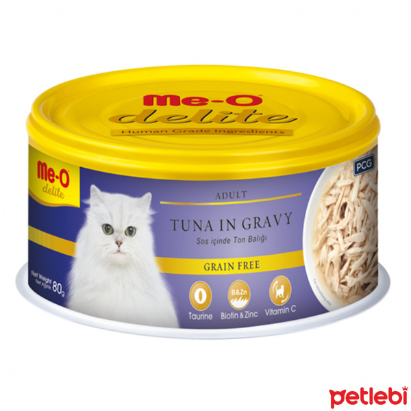 Me-O Delite Sos İçinde Ton Balıklı Tahılsız Yetişkin Kedi Konservesi 80gr