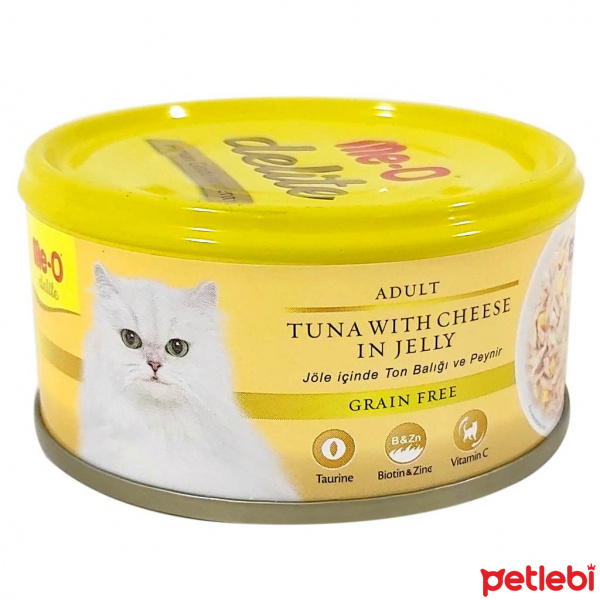 Me-O Delite Jöle İçinde Ton Balıklı ve Peynirli Tahılsız Yetişkin Kedi Konservesi 80gr