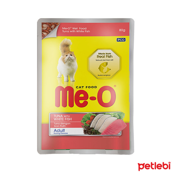 Me-O Jöle İçinde Ton Balıklı ve Alabalıklı Yetişkin Kedi Konservesi 80gr