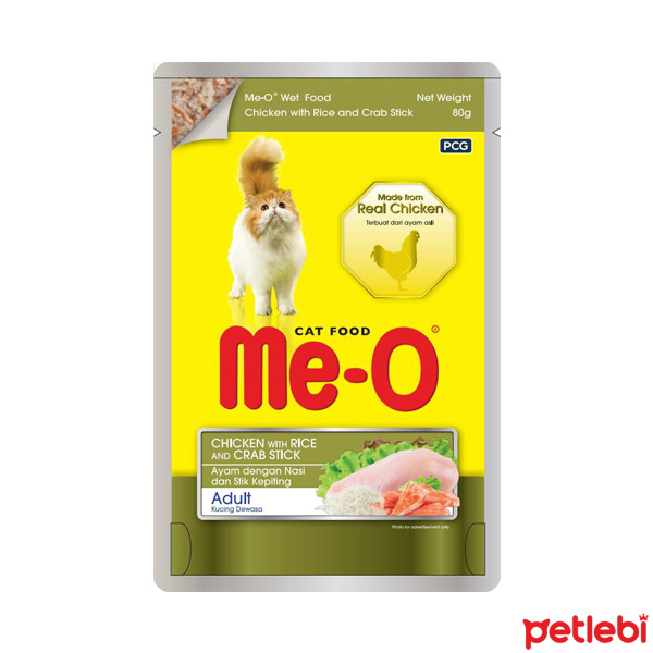 Me-O Tavuklu Pirinçli ve Yengeçli Yetişkin Kedi Konservesi 80gr