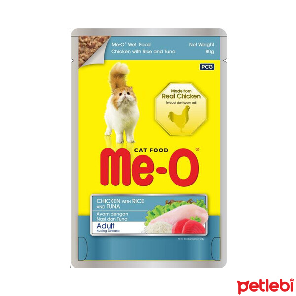 Me-O Tavuklu Pirinçli ve Ton Balıklı Yetişkin Kedi Konservesi 80gr
