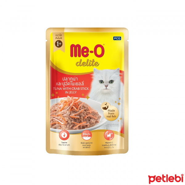 Me-O Delite Pouch Ton Balıklı ve Yengeç Çubuklu Yetişkin Kedi Konservesi 70gr