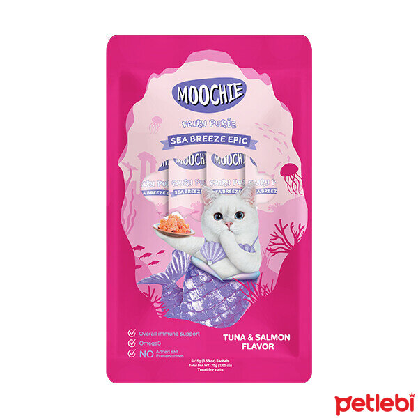 MOOCHIE Ton Balıklı ve Somonlu Sıvı Kedi Ödül Maması 15gr (5'li)
