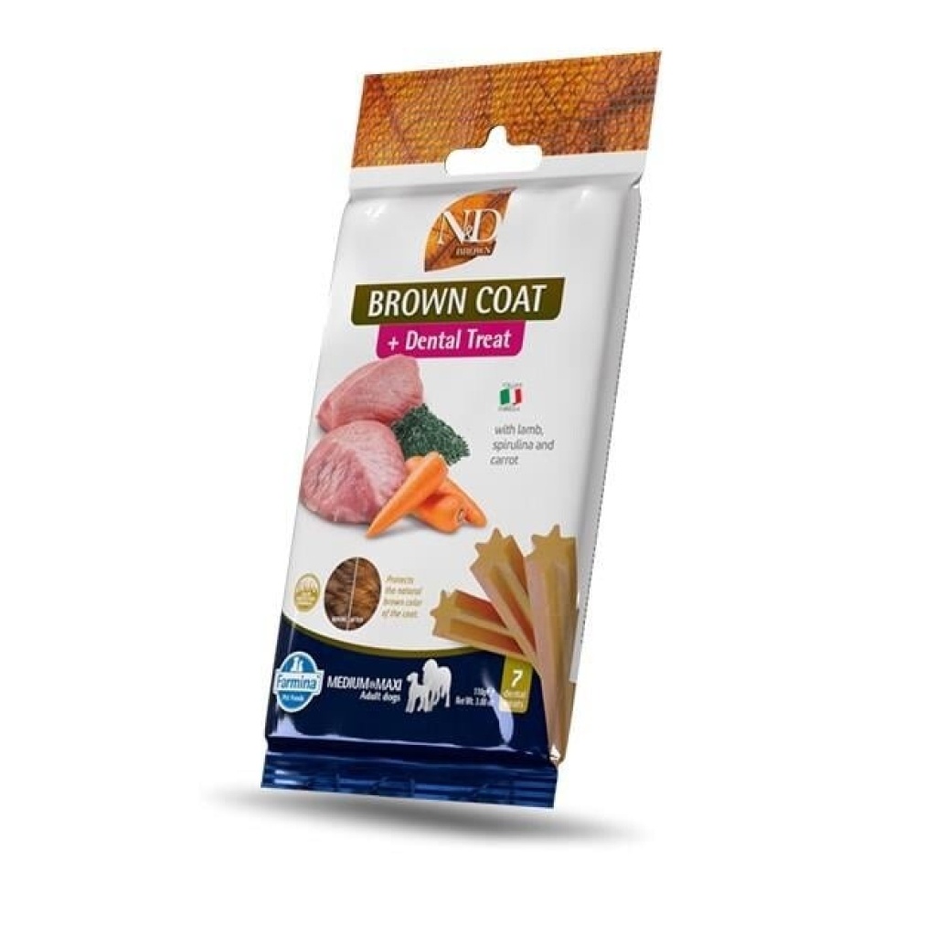 N&D Brown Coat Kuzu Spirulina ve Havuçlu Orta ve Büyük Irk Köpek Ödül Maması 100gr (7'li)