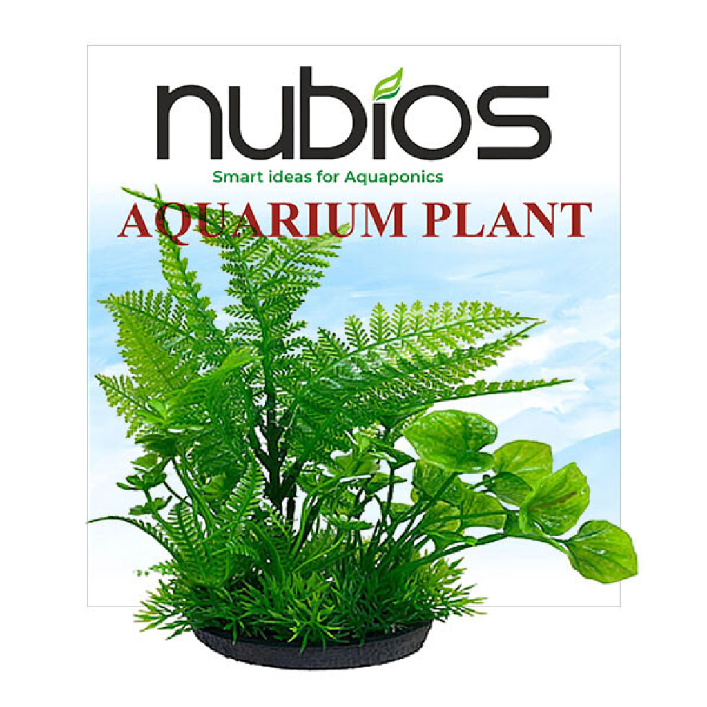 Nubios Q736 Kare Tabanlı Plastik Bitkili Akvaryum Dekoru 17,5cm