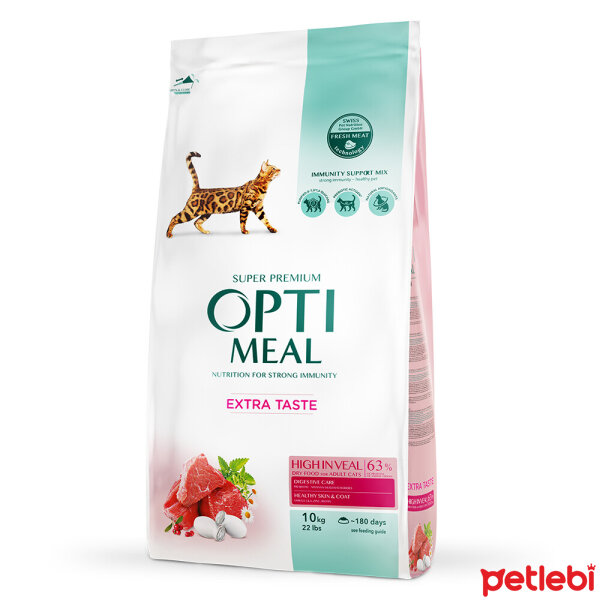 Optimeal Extra Taste Seçiçi Kediler için Dana Etli Yetişkin Kedi Maması 10kg
