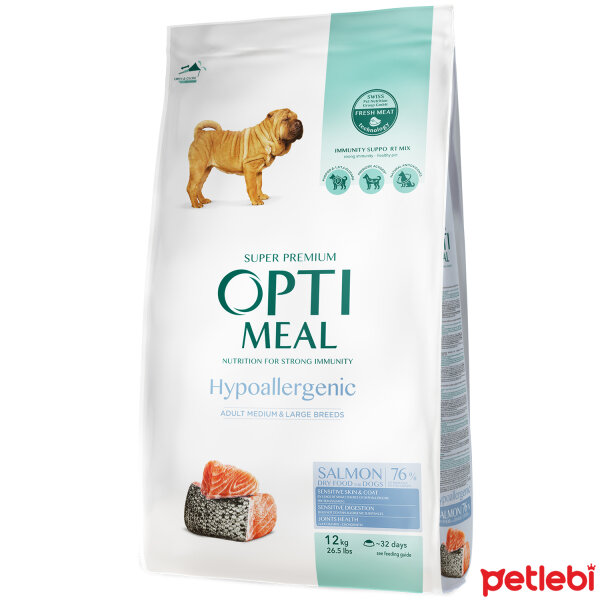 Optimeal Hypoallergenic Somonlu Orta ve Büyük Irk Hypoallergenic Yetişkin Köpek Maması 12kg