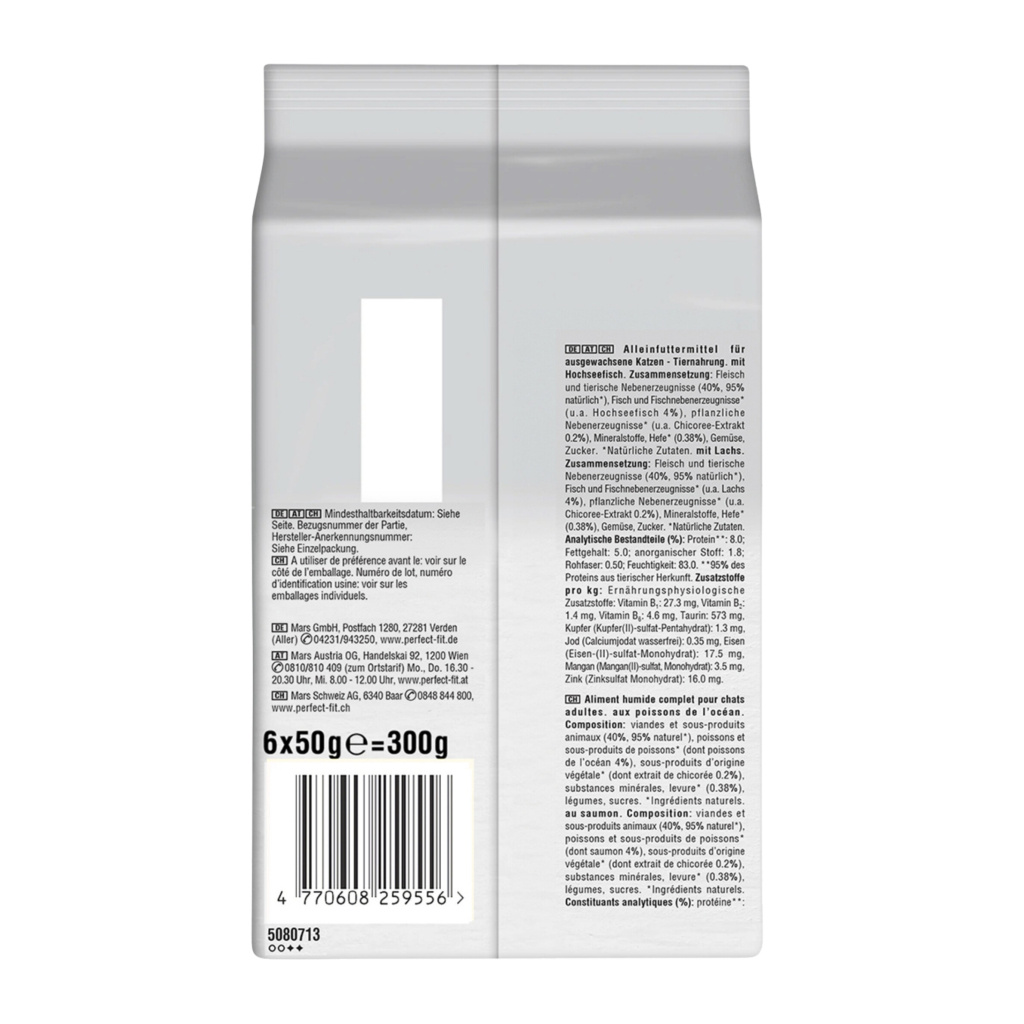 PERFECT FIT Okyanus Balıklı ve Somonlu Kısırlaştırılmış Kedi Konservesi 6x50gr