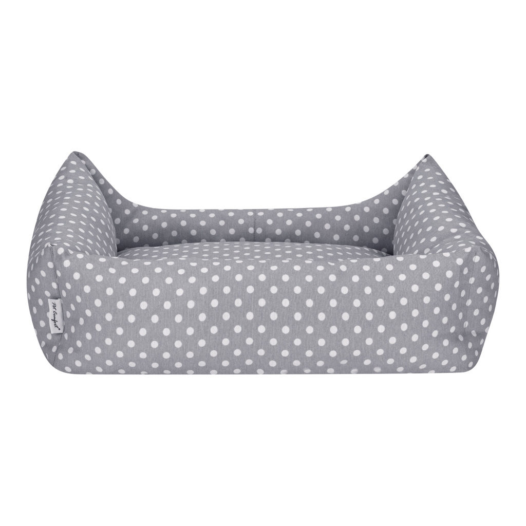 Pet Comfort Uniform Puantiyeli Köpek Yatağı 70x60cm (Gri) [L]