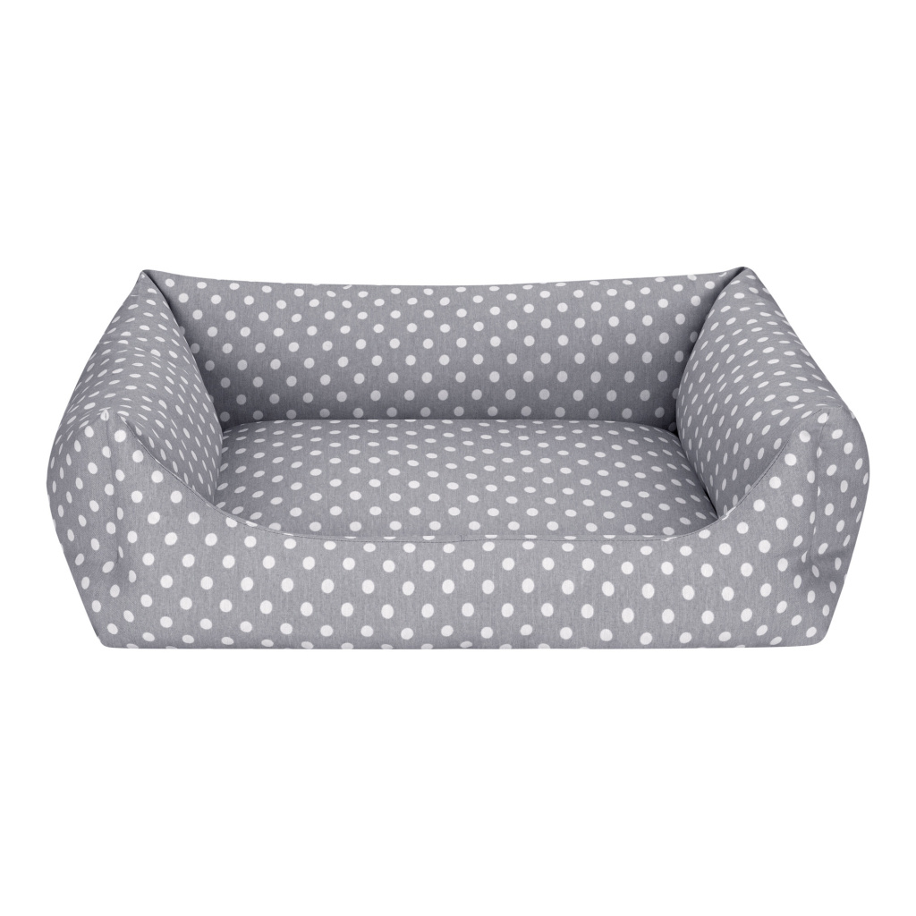 Pet Comfort Uniform Puantiyeli Köpek Yatağı 70x60cm (Gri) [L]