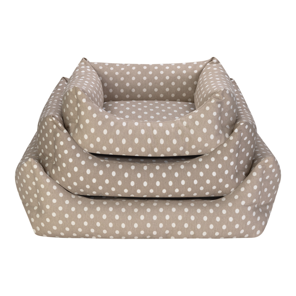 Pet Comfort Uniform Puantiyeli Köpek Yatağı 70x60cm (Bej) [L]