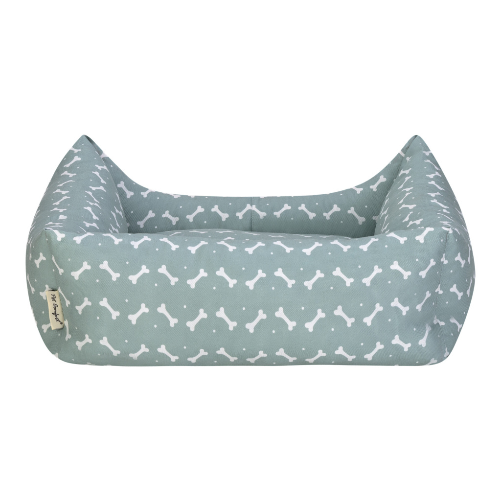 Pet Comfort Uniform Kemik Desenli Kedi ve Köpek Yatağı 60x50cm (Yeşil) [M]