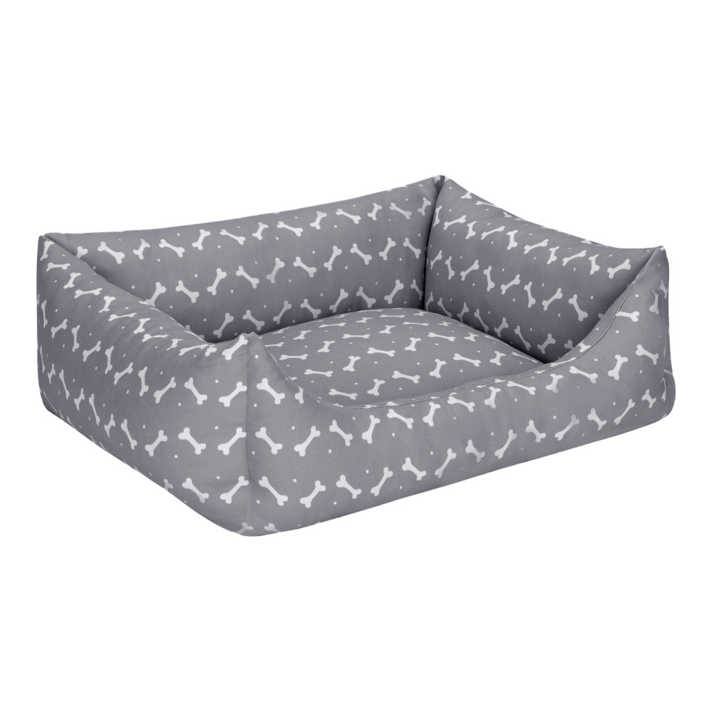 Pet Comfort Uniform Kemik Desenli Kedi ve Köpek Yatağı 60x50cm (Gri) [M]