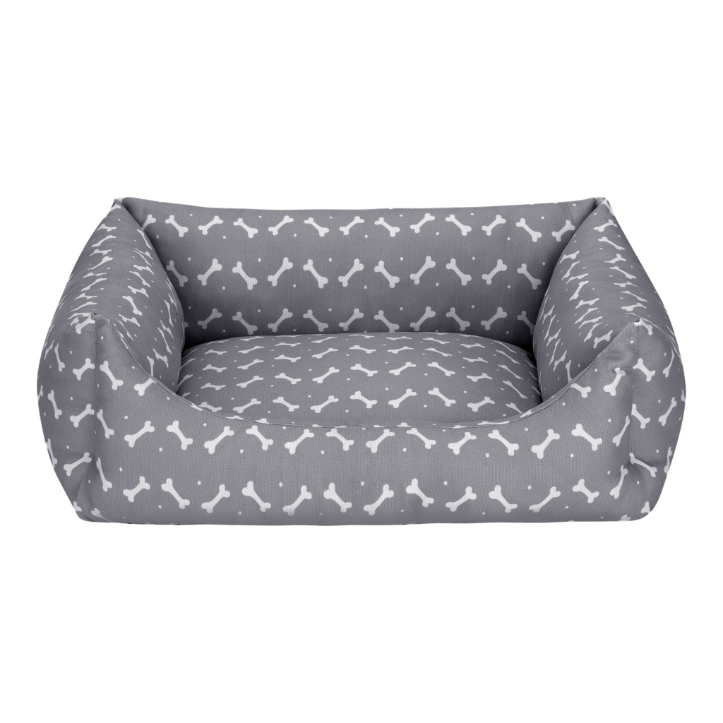 Pet Comfort Uniform Kemik Desenli Kedi ve Köpek Yatağı 60x50cm (Gri) [M]