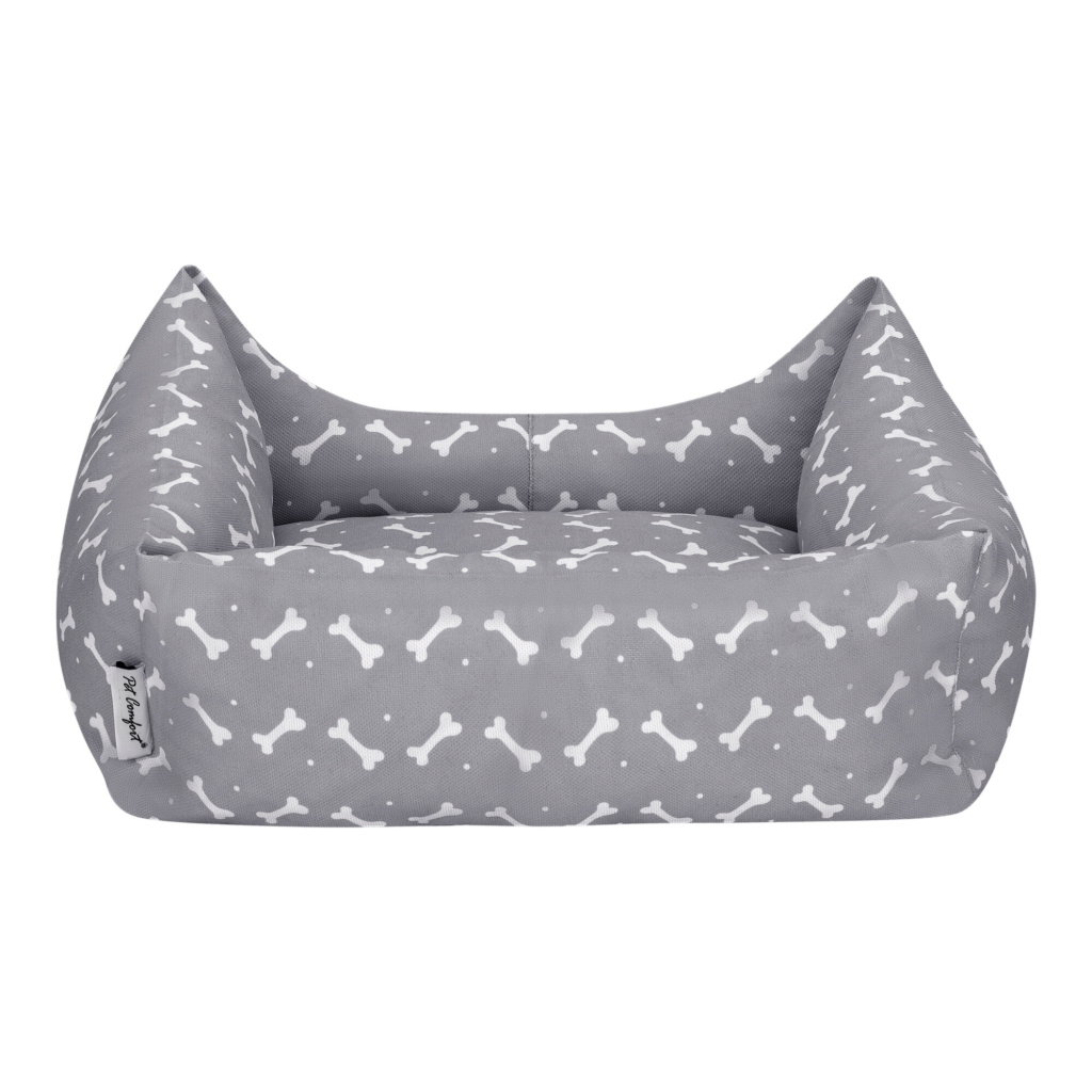 Pet Comfort Uniform Bone Kemik Desenli Kedi Ve Köpek Yatağı 50x40cm (Gri) [S]