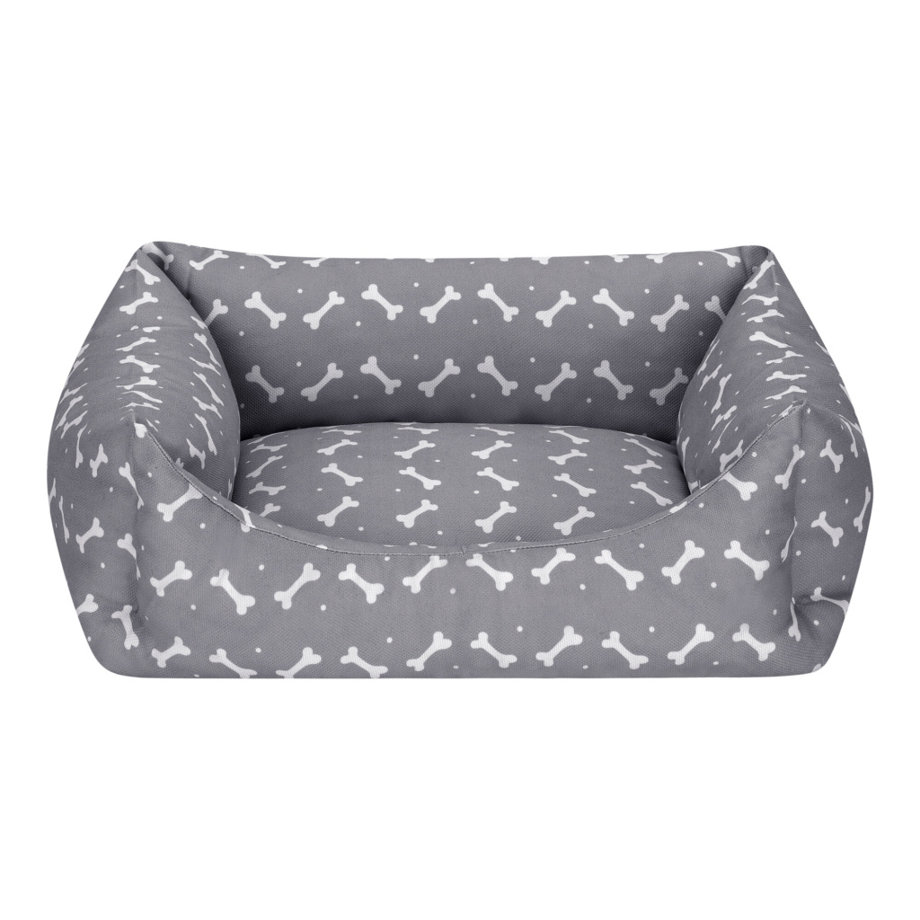 Pet Comfort Uniform Bone Kemik Desenli Kedi Ve Köpek Yatağı 50x40cm (Gri) [S]