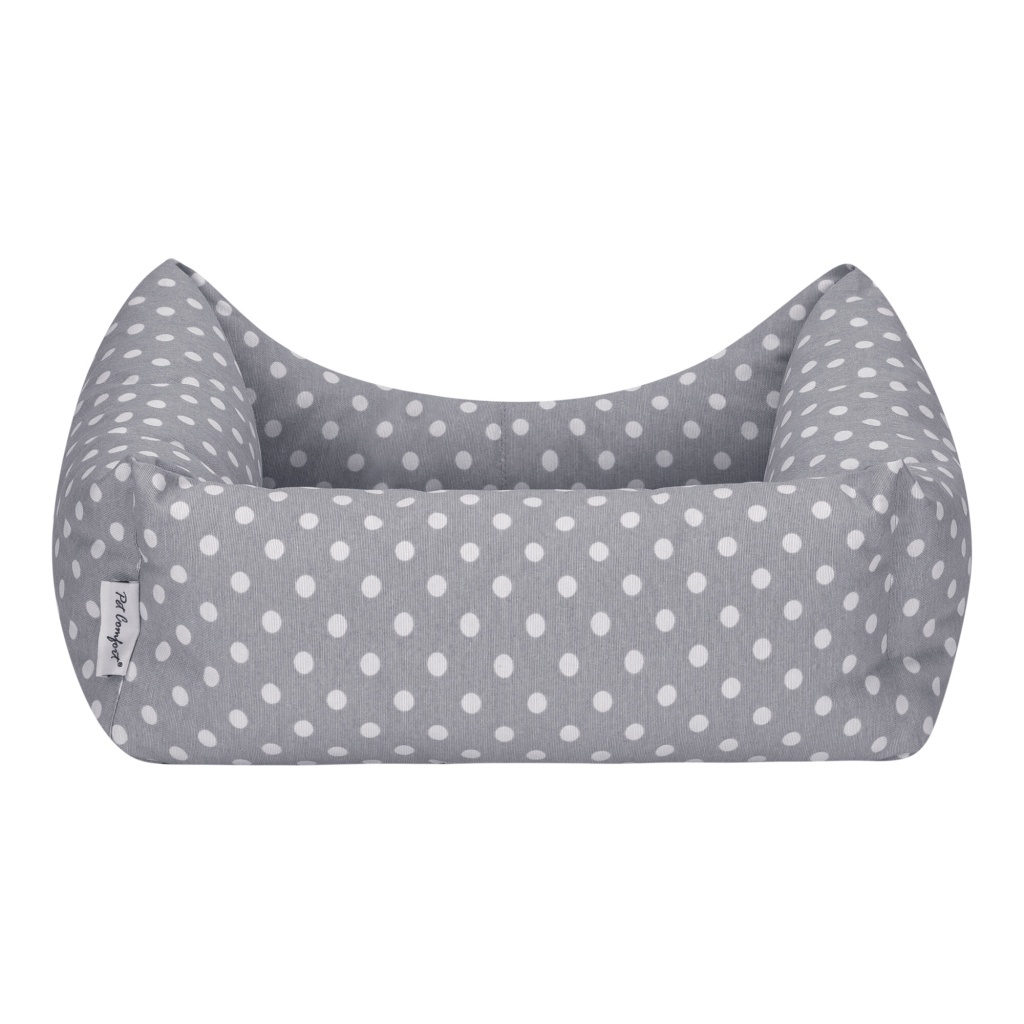 Pet Comfort Uniform Puantiyeli Kedi ve Köpek Yatağı 50x40cm (Gri) [S]