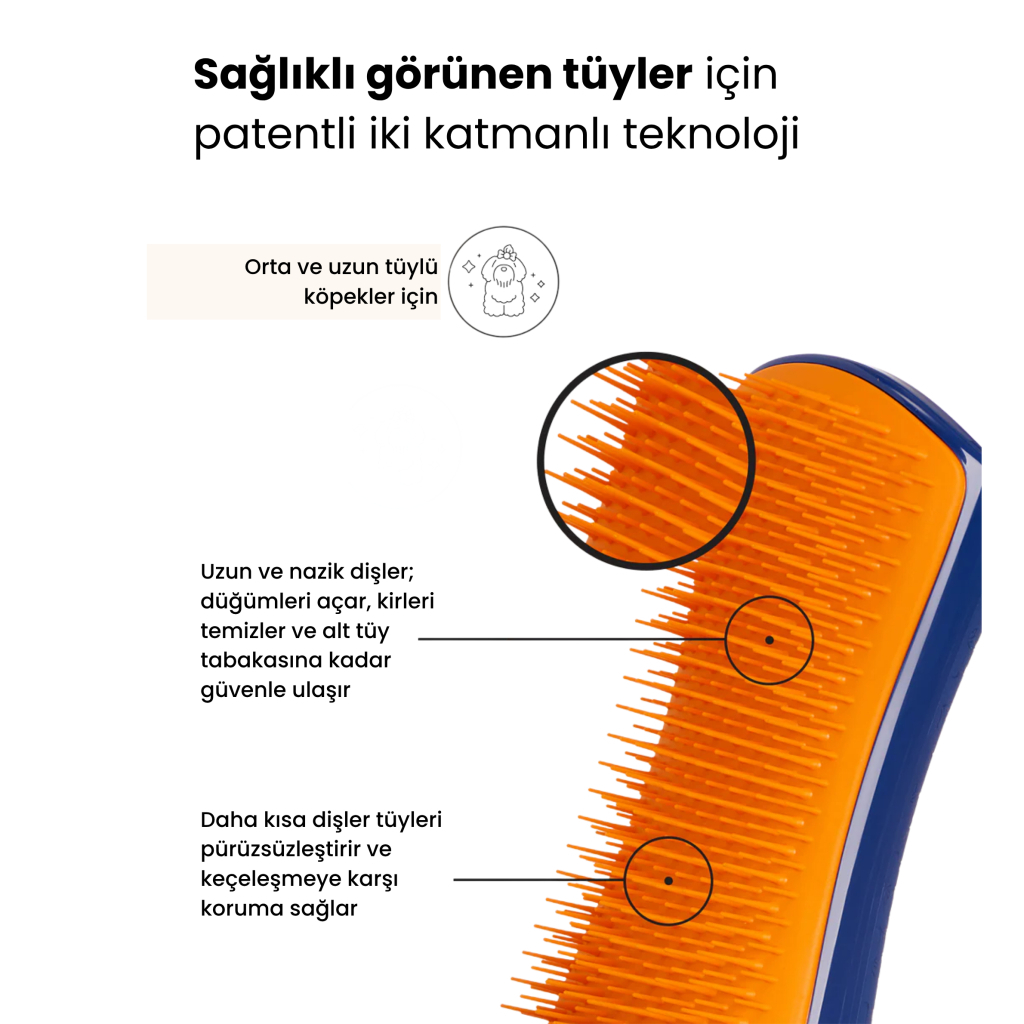 PET TEEZER Detangling Dolaşık Açıcı Büyük Irk Köpek Bakım Fırçası 14,7x6,4cm