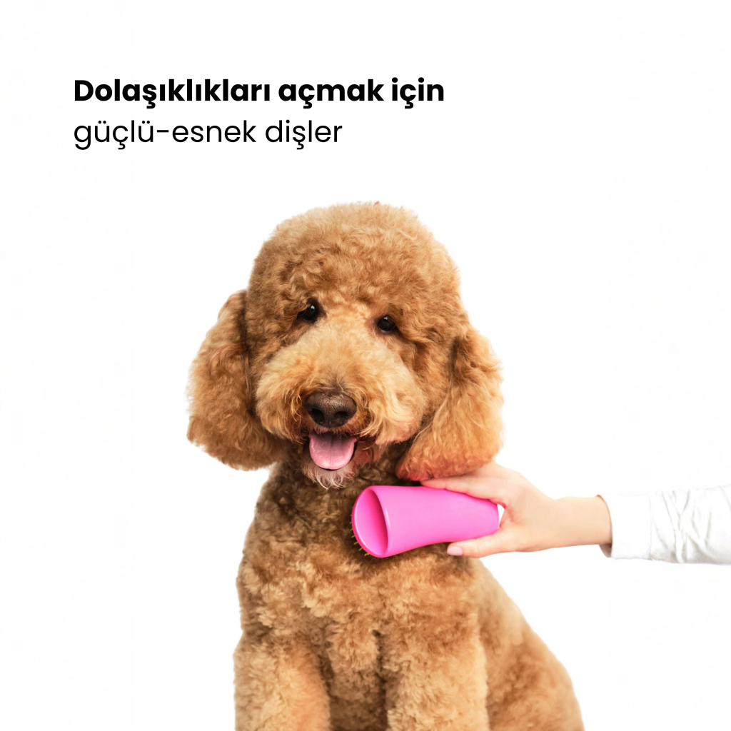 PET TEEZER Detangling Dolaşık Açıcı Büyük Irk Köpek Bakım Fırçası 14,7x6,4cm (Sarı)