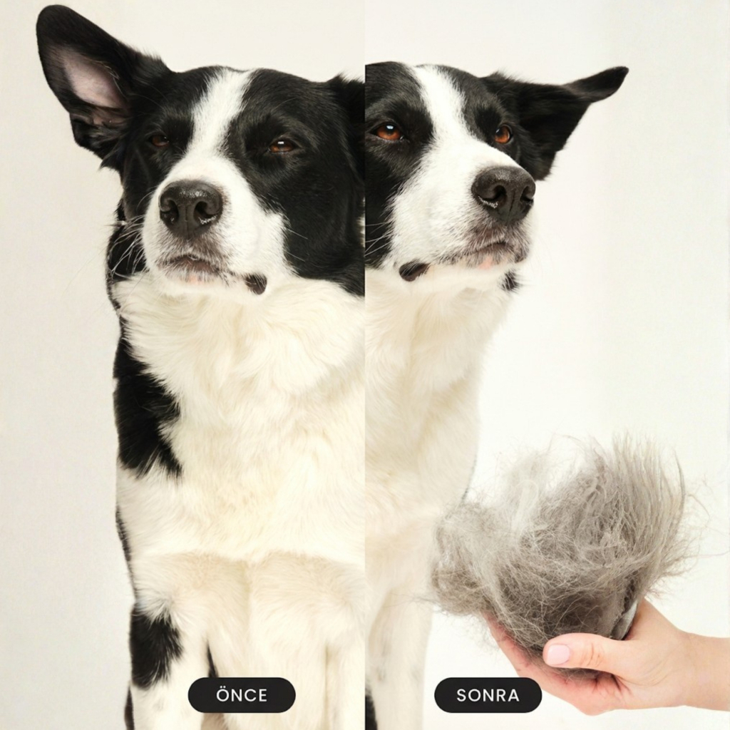PET TEEZER De-Shedding Tüy Toplayıcı Büyük Irk Köpek Bakım Fırçası 14,7x6,4cm (Pembe)