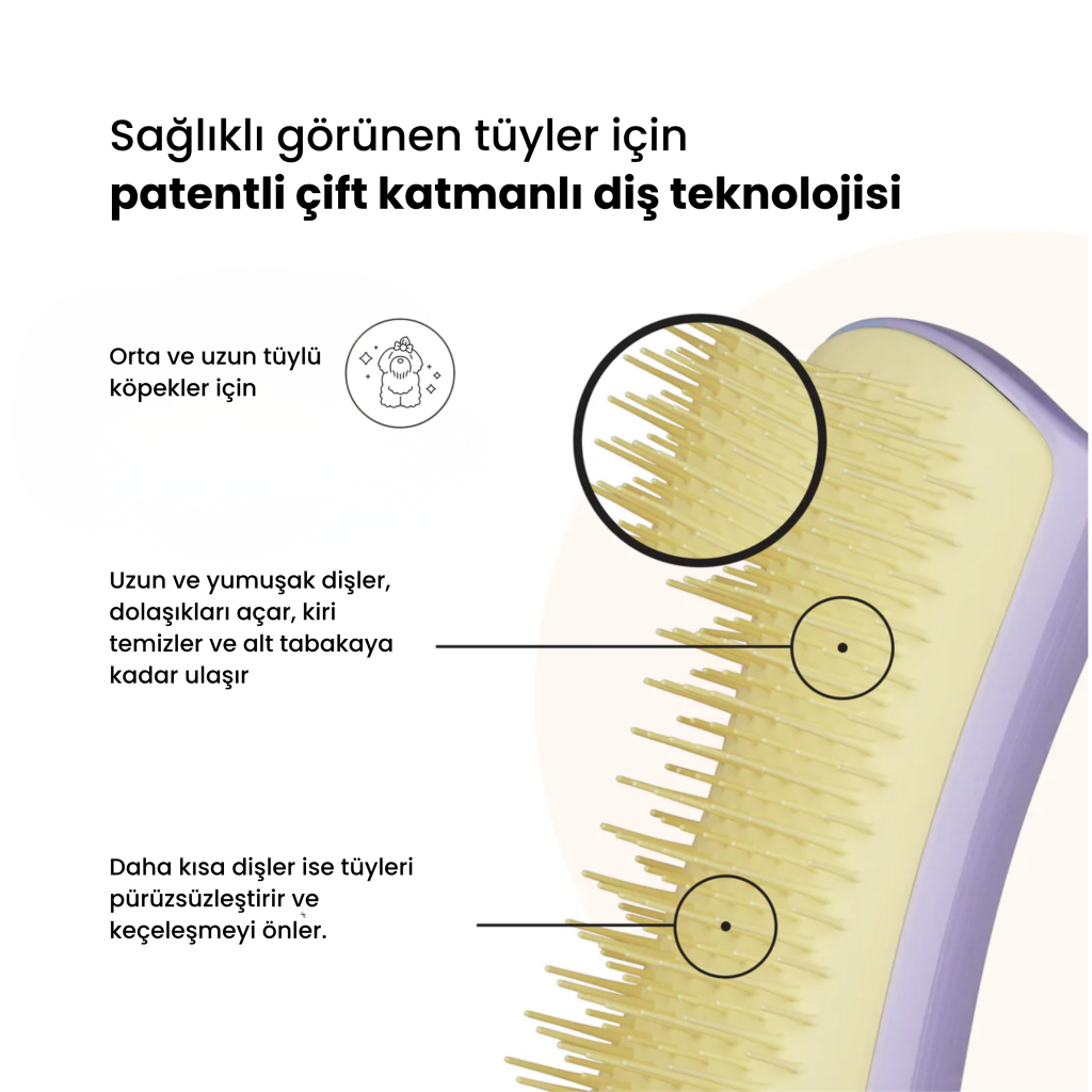 PET TEEZER Detangling Dolaşık Açıcı Küçük Irk Köpek Bakım Fırçası 11,7x5cm (Sarı)
