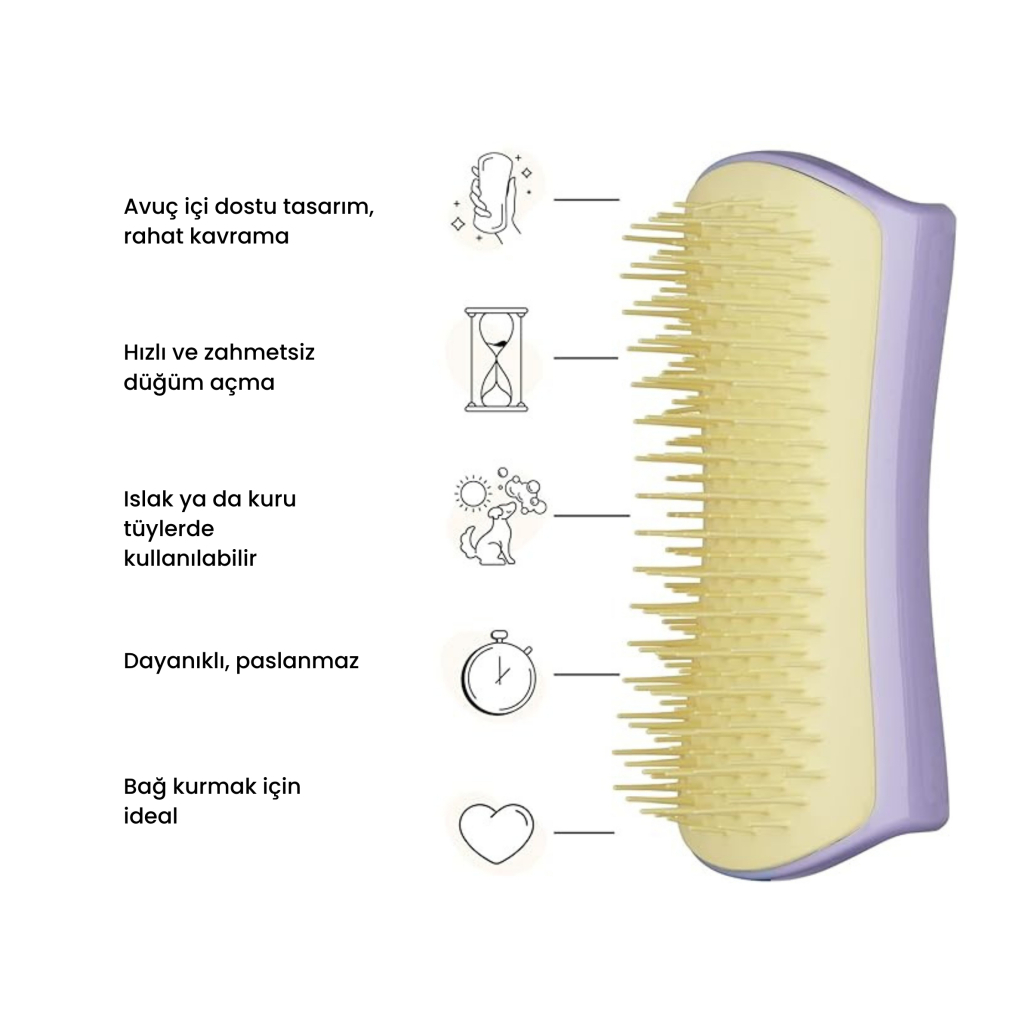 PET TEEZER Detangling Dolaşık Açıcı Küçük Irk Köpek Bakım Fırçası 11,7x5cm (Sarı)