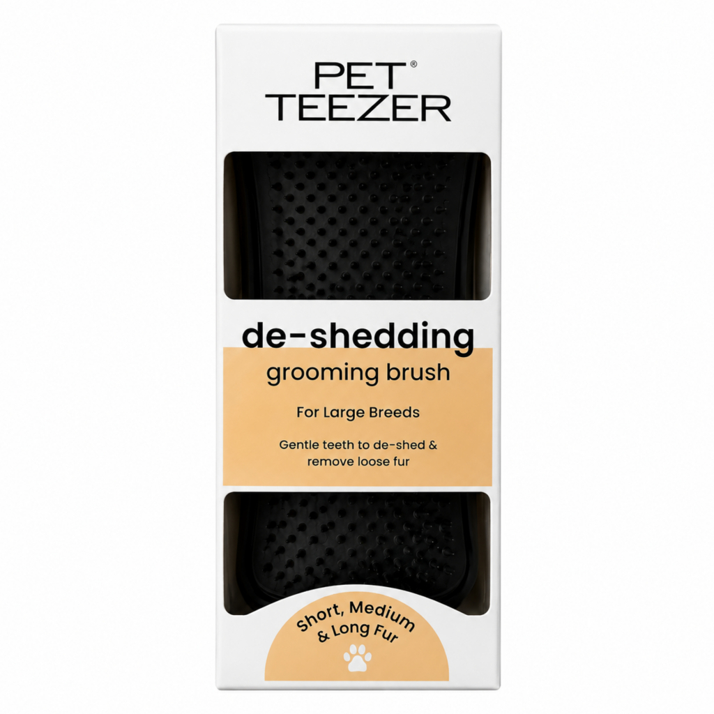 PET TEEZER De-Shedding Tüy Toplayıcı Büyük Irk Köpek Bakım Fırçası 14,7x6,4cm (Siyah)