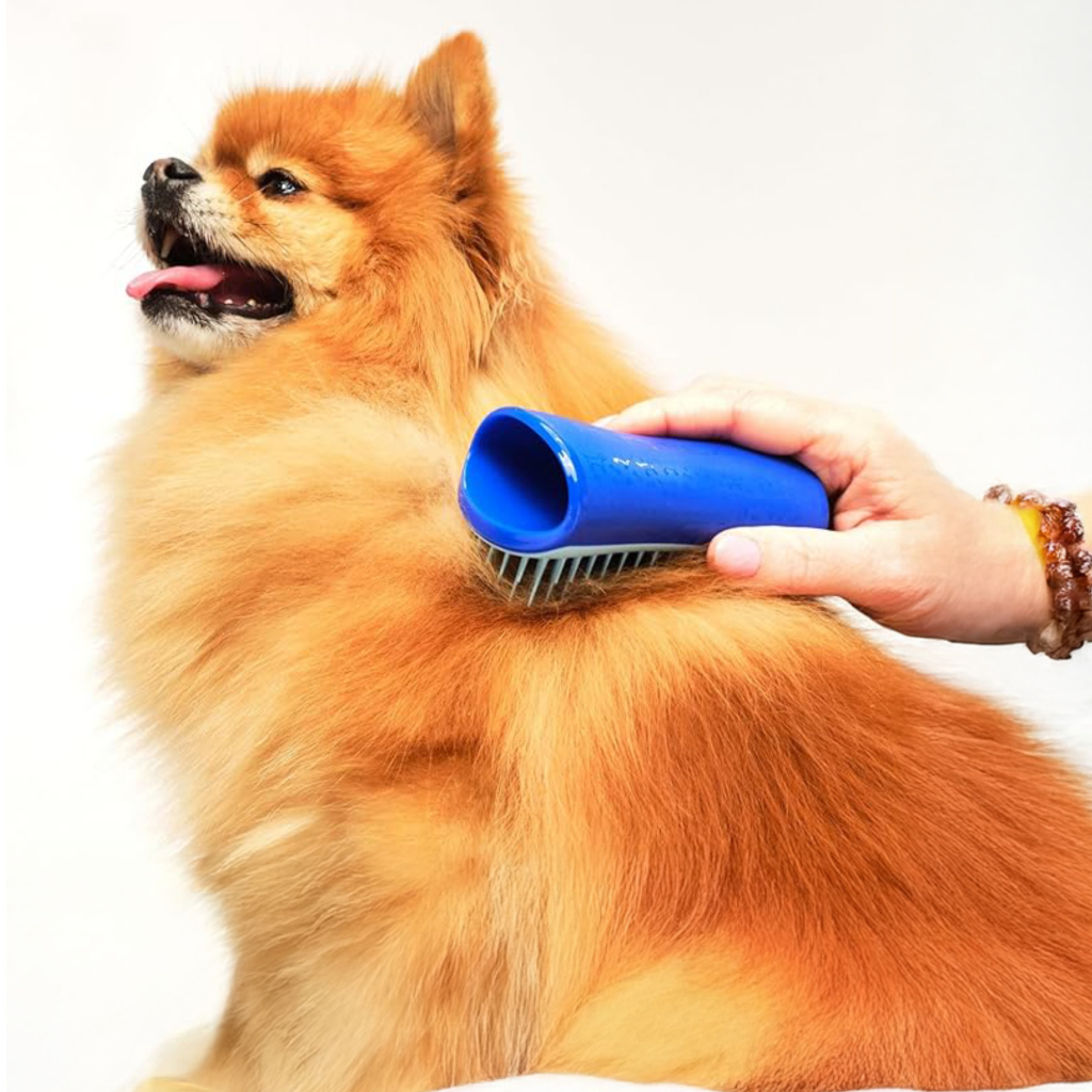 PET TEEZER De-Shedding Tüy Toplayıcı Küçük Irk Köpek Bakım Fırçası 11,7x5cm (Mavi)