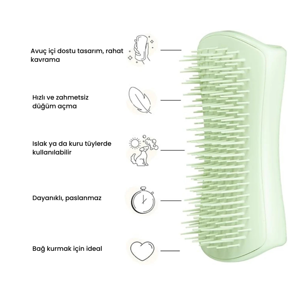 PET TEEZER Sensitive Skin Dolaşık Açıcı Yavru Köpek Bakım Fırçası 11,7x5cm (Yeşil)