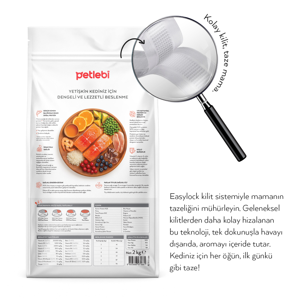 Petlebi Somonlu Yetişkin Kedi Maması 2kg