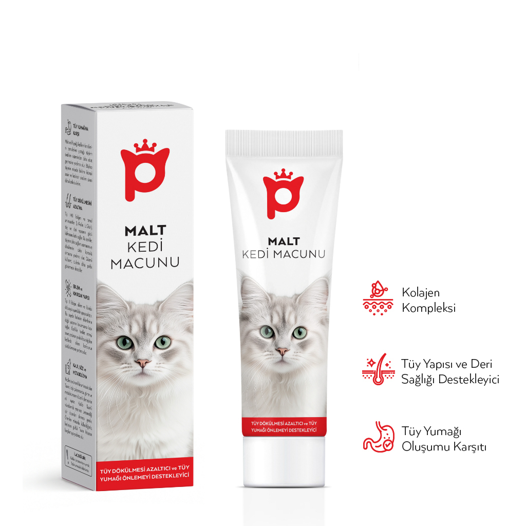 Petlebi Tüy Dökülmesi Azaltıcı ve Tüy Yumağı Önleyici Kolajenli Malt Kedi Macunu 30gr