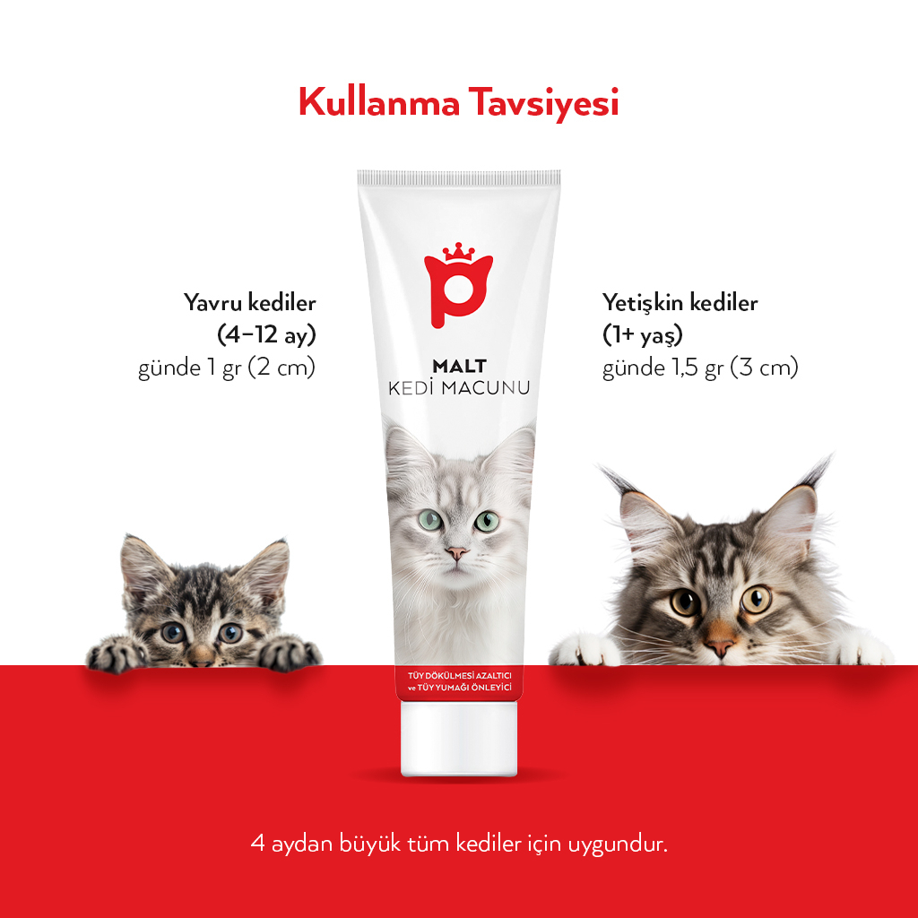 Petlebi Tüy Dökülmesi Azaltıcı ve Tüy Yumağı Önleyici Kolajenli Malt Kedi Macunu 30gr