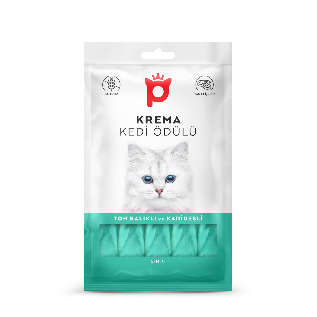 Petlebi Ton Balıklı ve Karidesli Krema Kedi Ödül Maması 14gr (5'li)