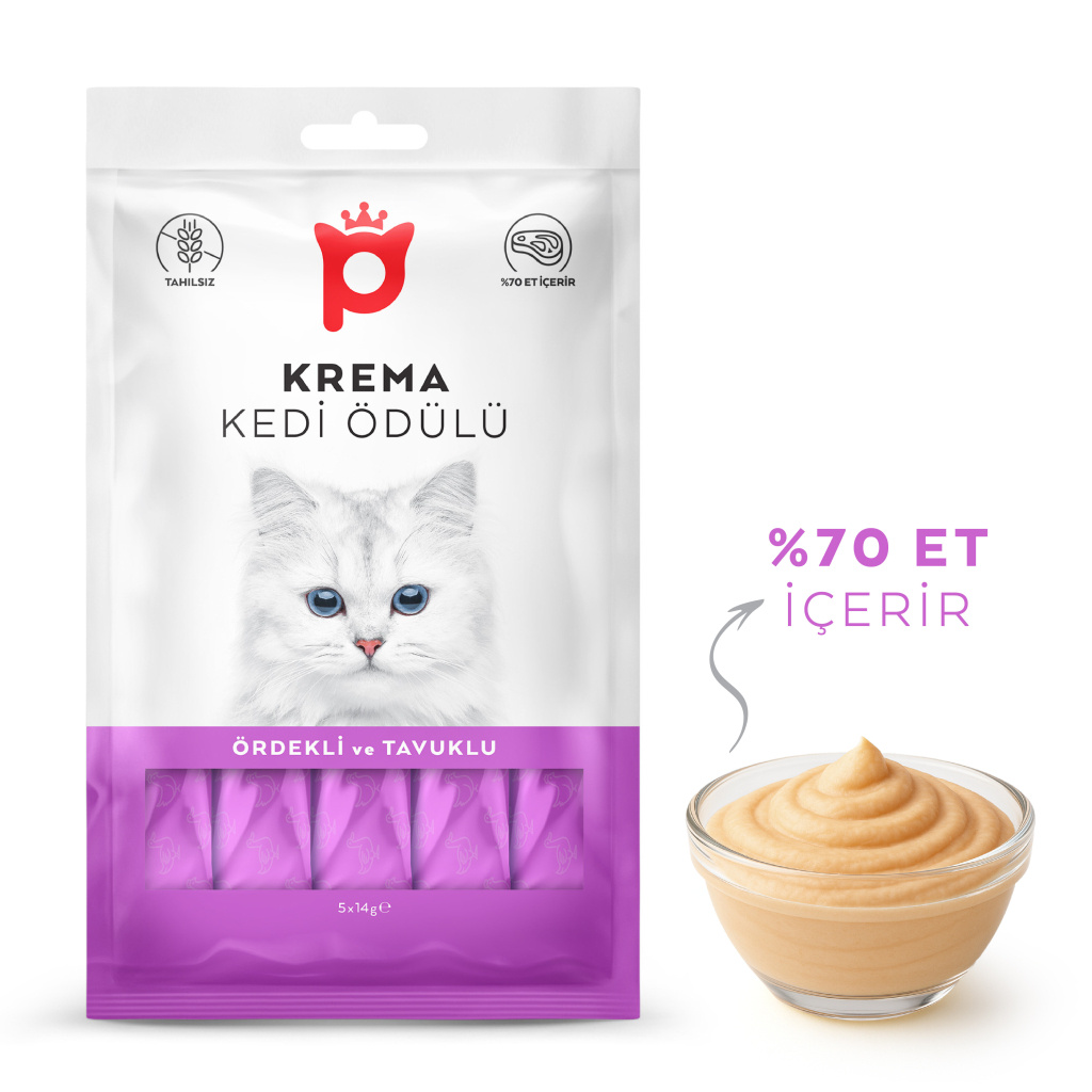 Petlebi Ördekli ve Tavuklu Krema Kedi Ödül Maması 14gr (5'li)