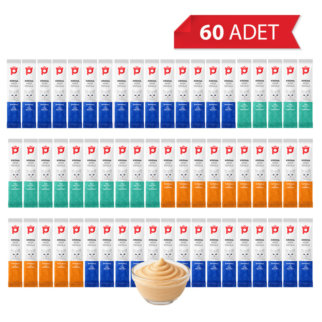 Petlebi Karışık Çeşitli Krema Kedi Ödül Maması 14gr (60 Adet)