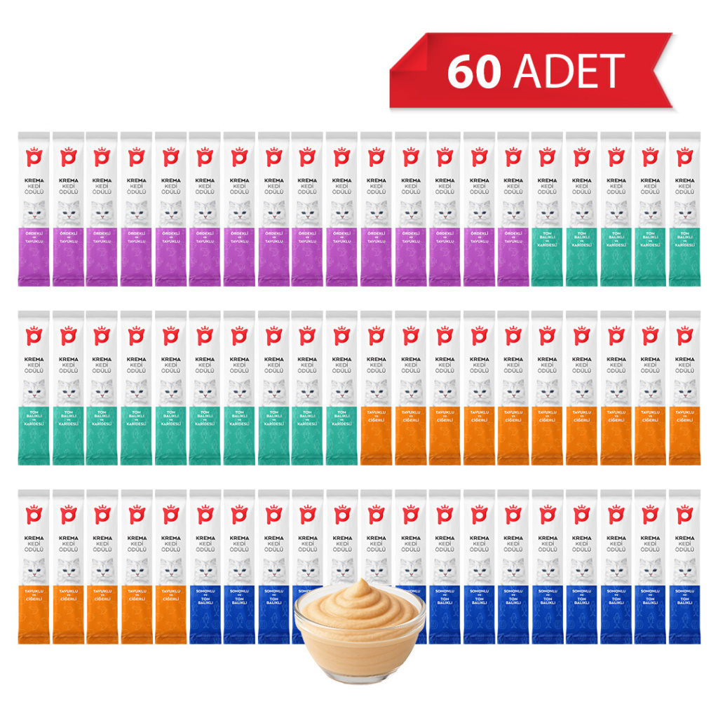 Petlebi Karışık Çeşitli Krema Kedi Ödül Maması 14gr (60 Adet)