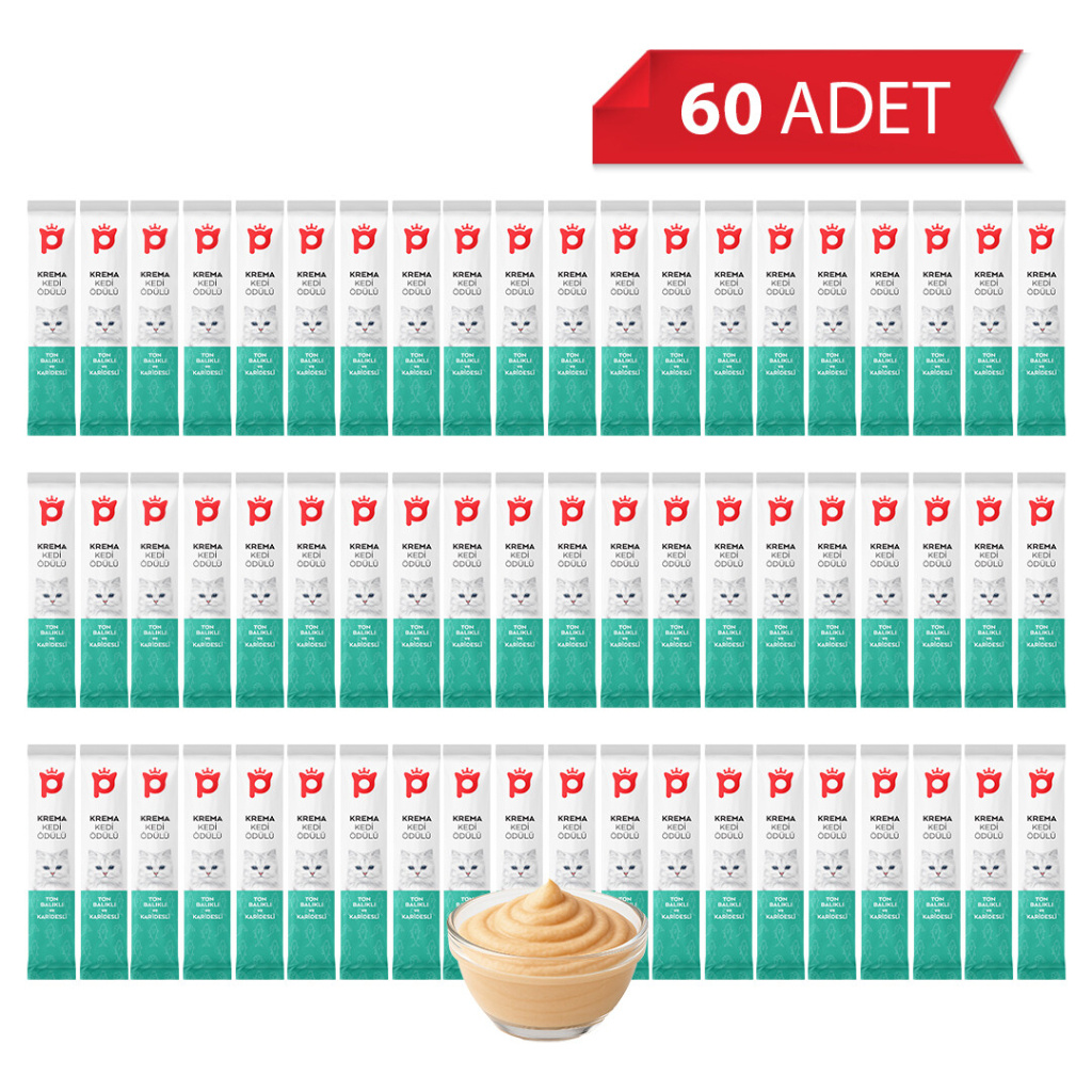 Petlebi Ton Balıklı ve Karidesli Krema Kedi Ödül Maması 14gr (60 Adet)