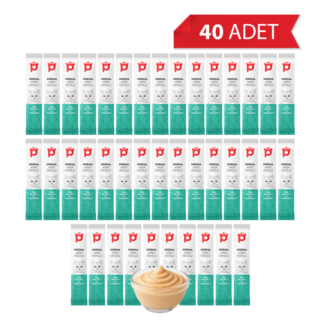 Petlebi Ton Balıklı ve Karidesli Krema Kedi Ödül Maması 14gr (40 Adet)