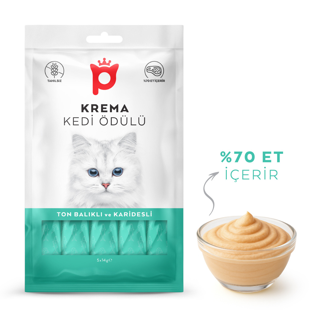 Petlebi Ton Balıklı ve Karidesli Krema Kedi Ödül Maması 14gr (40 Adet)