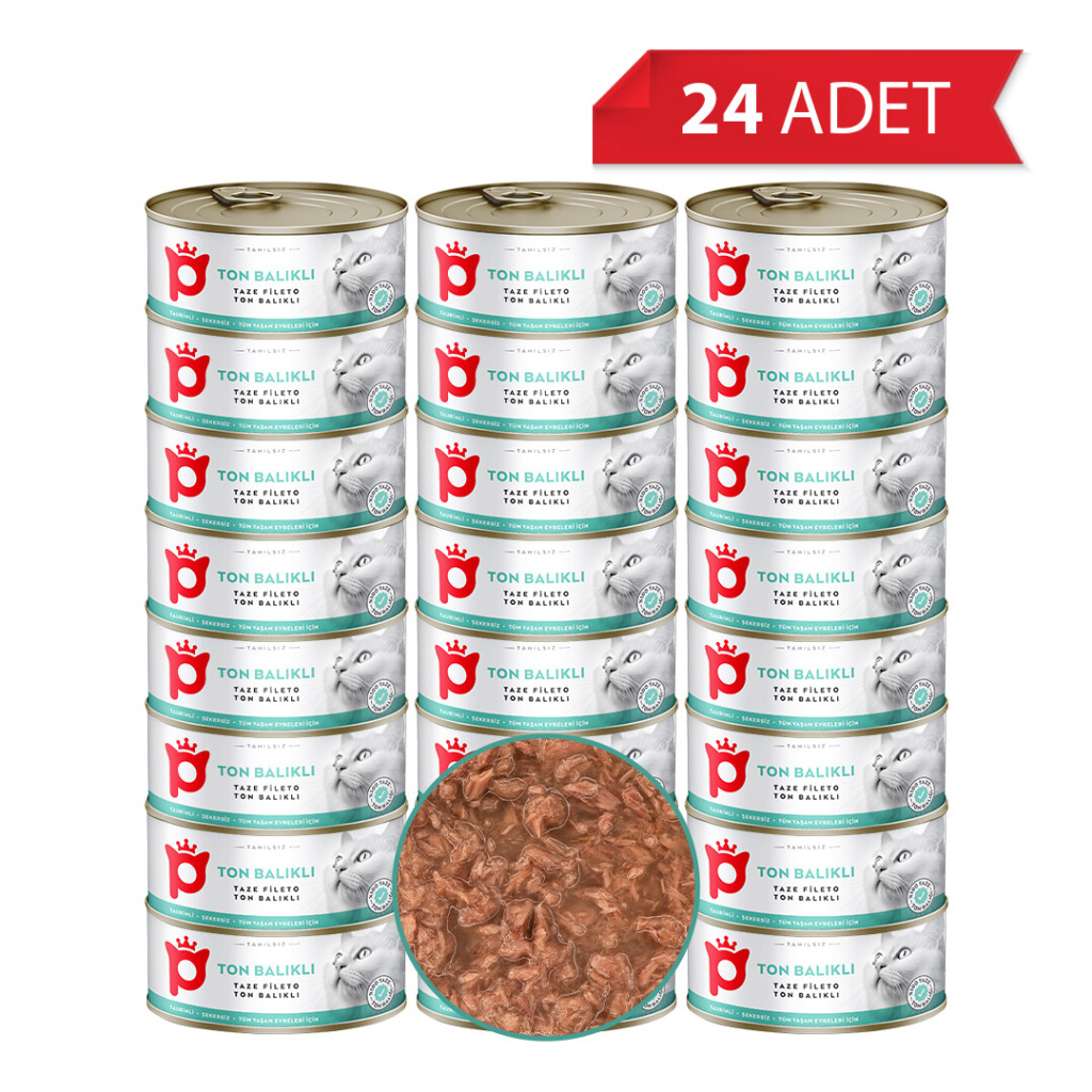Petlebi Sos İçinde Fileto Taze Ton Balıklı Kedi Konservesi 70gr (24 Adet)