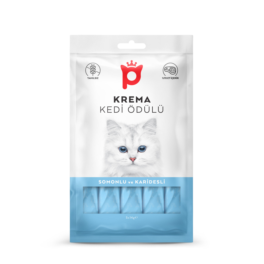 Petlebi Somonlu ve Karidesli Krema Kedi Ödül Maması 14gr (60 Adet)