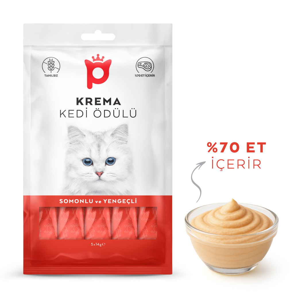 Petlebi Somonlu ve Yengeçli Krema Kedi Ödül Maması 14gr (60 Adet)