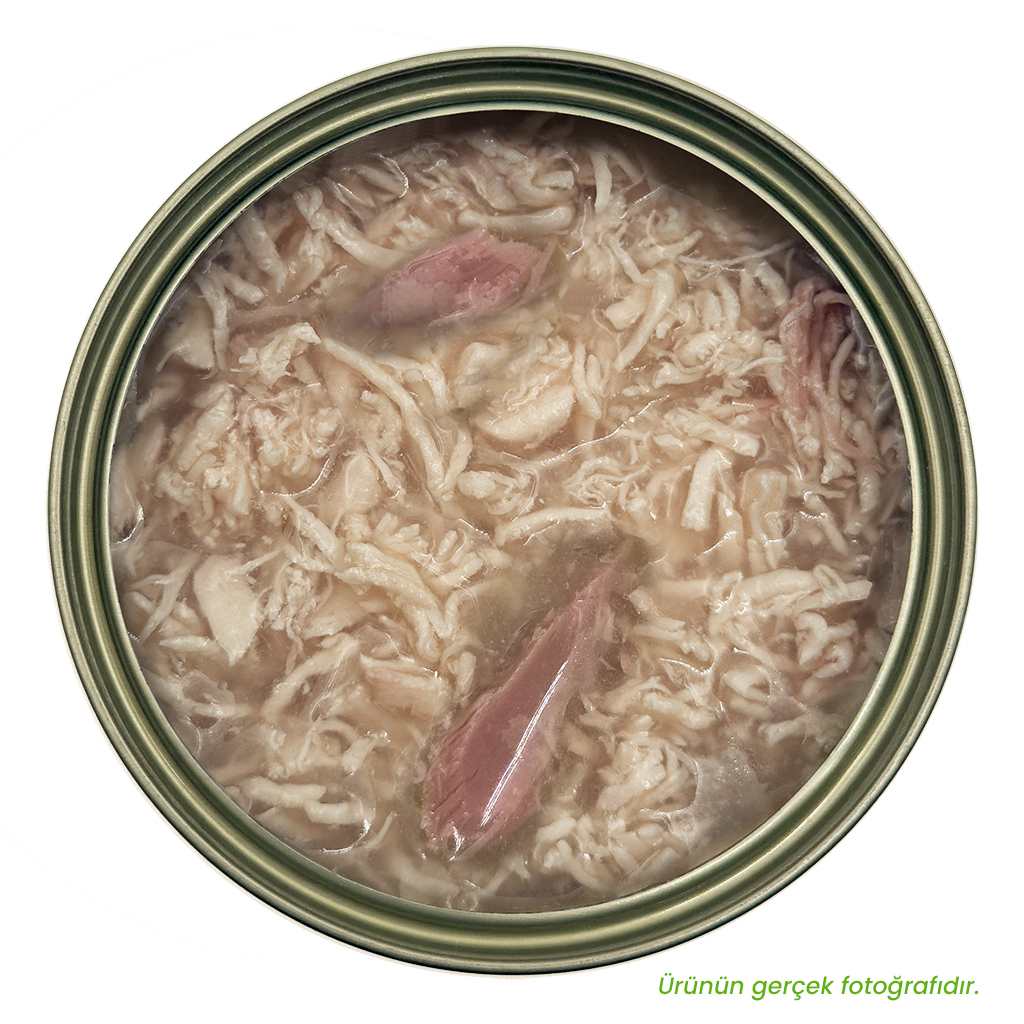 Petlebi Sos İçinde Tiftiklenmiş Taze Tavuk Etli ve Ton Balıklı Kedi Konservesi 70gr