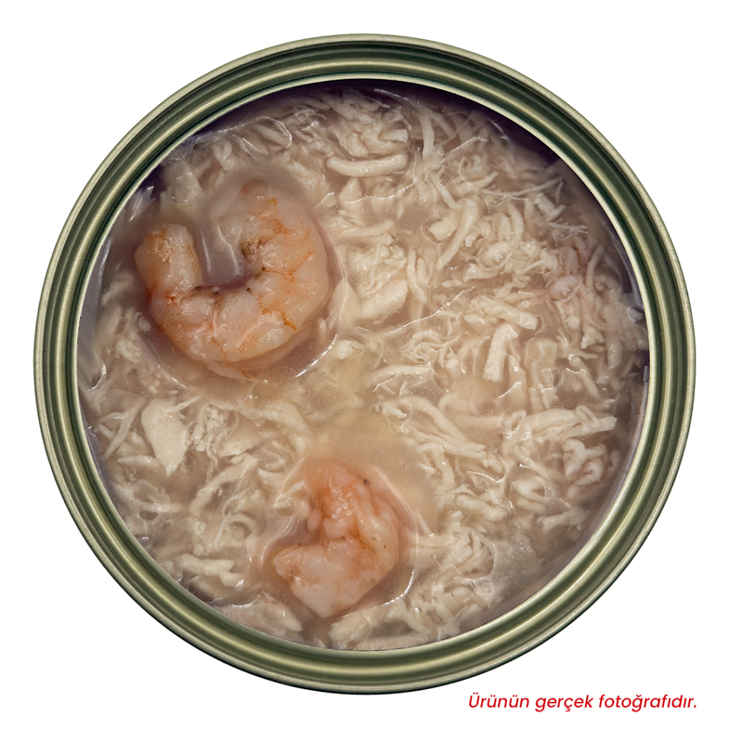 Petlebi Sos İçinde Tiftiklenmiş Taze Tavuk Etli ve Karidesli Kedi Konservesi 70gr