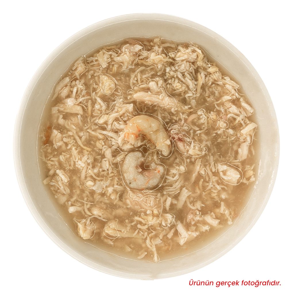 Petlebi Sos İçinde Tiftiklenmiş Taze Tavuk Etli ve Karidesli Kedi Konservesi 70gr (6 Adet)