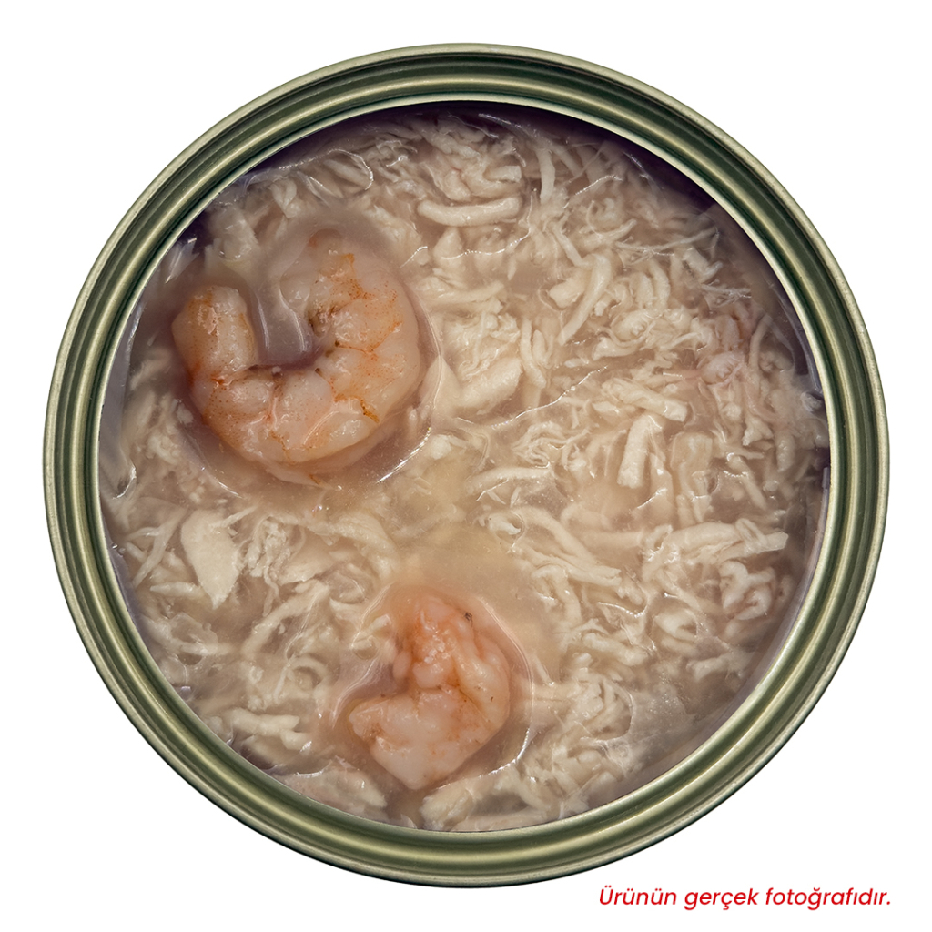 Petlebi Sos İçinde Tiftiklenmiş Taze Tavuk Etli ve Karidesli Kedi Konservesi 70gr (12 Adet)