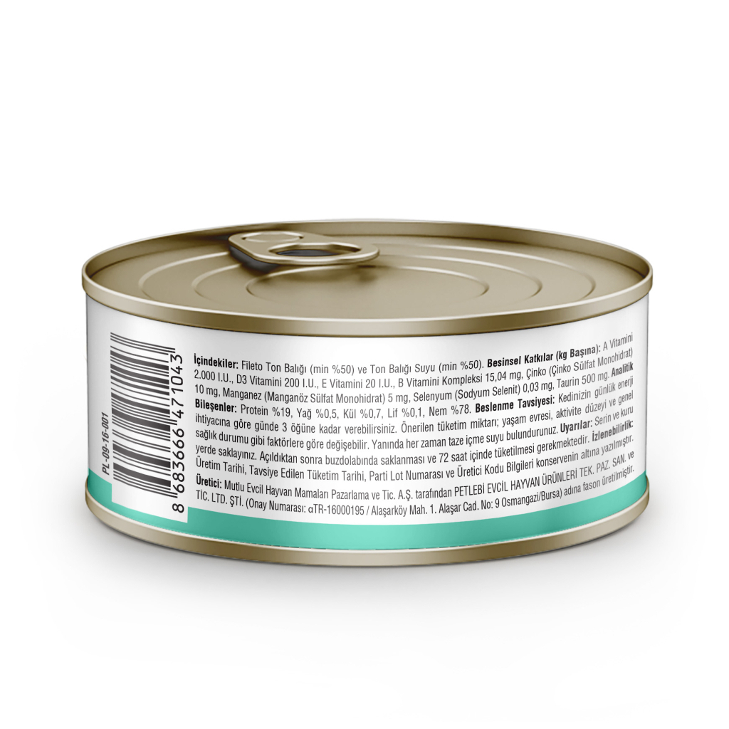 Petlebi Sos İçinde Fileto Taze Ton Balıklı Kedi Konservesi 70gr (6 Adet)